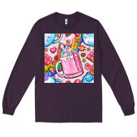Plum unicorn coffe cup and star with rainbow seamless pattern bbs Long Sleeve Tee - BundleAndBundleShop