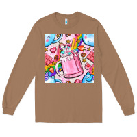 Toasted Coconut unicorn coffe cup and star with rainbow seamless pattern bbs Long Sleeve Tee - BundleAndBundleShop