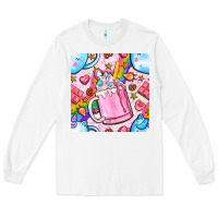 White unicorn coffe cup and star with rainbow seamless pattern bbs Long Sleeve Tee - BundleAndBundleShop