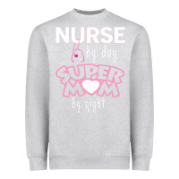 Heather Grey nurse by day super mom by night Heavyweight Sweatshirt - artisFamous