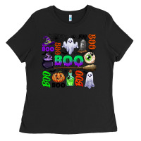 Black boo halloween Ladies Tee - CowGirlArtShop