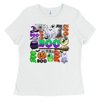 White boo halloween Ladies Tee - CowGirlArtShop