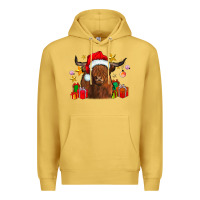 Antique Gold festive highland cow Premium Hoodie - CowhideDigitalArt