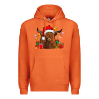 Carrot festive highland cow Premium Hoodie - CowhideDigitalArt