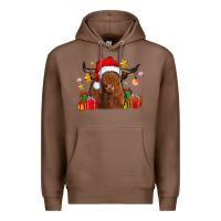 Chestnut festive highland cow Premium Hoodie - CowhideDigitalArt