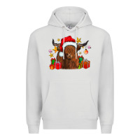 Dove Grey festive highland cow Premium Hoodie - CowhideDigitalArt
