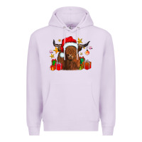 Lilac festive highland cow Premium Hoodie - CowhideDigitalArt