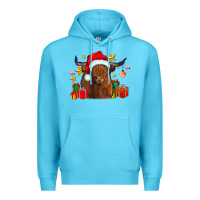 Ocean Blue festive highland cow Premium Hoodie - CowhideDigitalArt