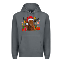 Rock festive highland cow Premium Hoodie - CowhideDigitalArt