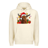Sandshell festive highland cow Premium Hoodie - CowhideDigitalArt