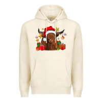 Tofu festive highland cow Premium Hoodie - CowhideDigitalArt
