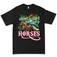 Black Just a girl who loves Horses Premium Tee - HowdyJamesFarm