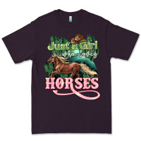 Plum Just a girl who loves Horses Premium Tee - HowdyJamesFarm