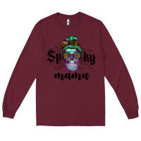 Burgundy spooky mama skull Long Sleeve Tee - RanaPortraitStore