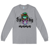 Heather Grey spooky mama skull Long Sleeve Tee - RanaPortraitStore