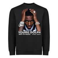 Black Rest in Peace Young Dolph Heavyweight Sweatshirt - artisFamous