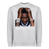 Heather Grey Rest in Peace Young Dolph Heavyweight Sweatshirt - artisFamous