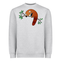 Heather Grey red panda sleeping Heavyweight Sweatshirt - artisFamous