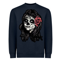Navy sugar skull lady Heavyweight Sweatshirt - artisFamous
