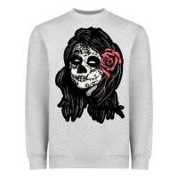 Heather Grey sugar skull lady Heavyweight Sweatshirt - artisFamous