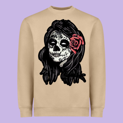 Sugar Skull Lady Heavyweight Sweatshirt Designed By Artisfamous