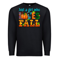 Black just a girl who loves fall Premium Sweatshirt - AdoDesignShop