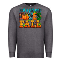 Charcoal Heather just a girl who loves fall Premium Sweatshirt - AdoDesignShop