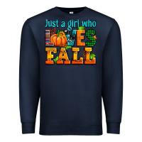 Navy just a girl who loves fall Premium Sweatshirt - AdoDesignShop