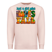 Pale Pink just a girl who loves fall Premium Sweatshirt - AdoDesignShop