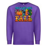 Purple just a girl who loves fall Premium Sweatshirt - AdoDesignShop
