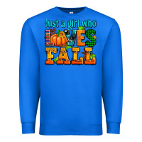 True Royal just a girl who loves fall Premium Sweatshirt - AdoDesignShop