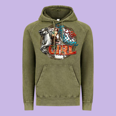 All American Girl Vintage Hoodie Designed By Fadigitalartstudio