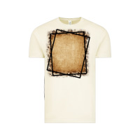 Vintage Arctic Burlap and Leopard  Black Frame Vintage Tee - CowCowDesign