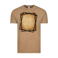 Vintage Coffee Burlap and Leopard  Black Frame Vintage Tee - CowCowDesign