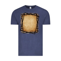 Vintage Denim Burlap and Leopard  Black Frame Vintage Tee - CowCowDesign