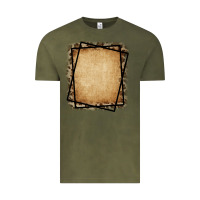 Vintage Olive Burlap and Leopard  Black Frame Vintage Tee - CowCowDesign