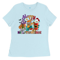 Baby Blue hallothanksmas coffee cups Ladies Tee - CowGirlArtShop