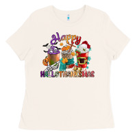 Bone hallothanksmas coffee cups Ladies Tee - CowGirlArtShop