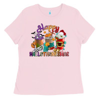 Bubblegum Pink hallothanksmas coffee cups Ladies Tee - CowGirlArtShop
