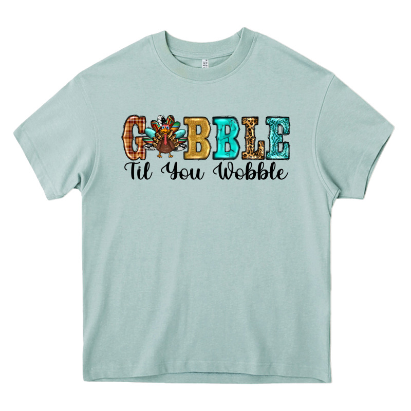 Gobble Til You Wobble Thanksgiving Turkey Heavy Core Tee by RanaPortraitStore | Teevron