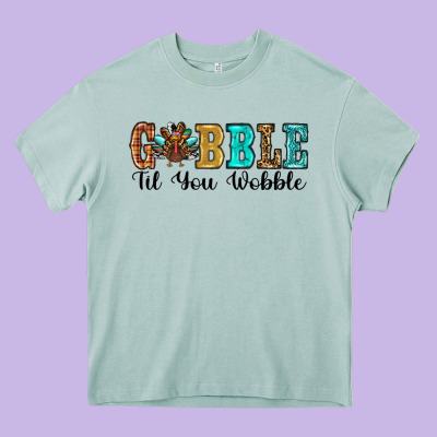 Gobble Til You Wobble Thanksgiving Turkey Heavy Core Tee Designed By Ranaportraitstore