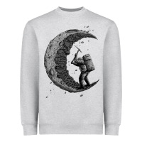 Heather Grey digging the moon Heavyweight Sweatshirt - artisFamous