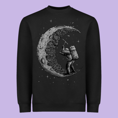 Digging The Moon Heavyweight Sweatshirt Designed By Artisfamous