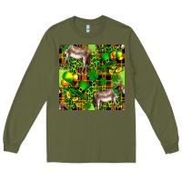 Army Green St. Patrick's Donkey With Leprechaun Long Sleeve Tee - FaDigitalArtStudio