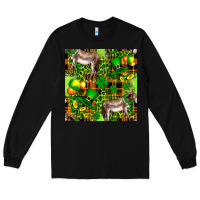 Black St. Patrick's Donkey With Leprechaun Long Sleeve Tee - FaDigitalArtStudio