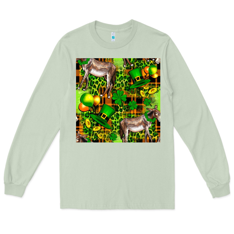 St. Patrick's Donkey With Leprechaun Long Sleeve Tee by FaDigitalArtStudio | Teevron