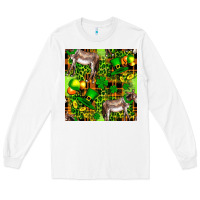 White St. Patrick's Donkey With Leprechaun Long Sleeve Tee - FaDigitalArtStudio