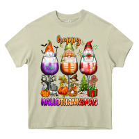 Mossy Happy Hallothanksmas wine glasses and gnomes Heavy Core Tee - texasbilliewilder