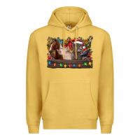 Antique Gold festive farmyard gathering Premium Hoodie - CowhideDigitalArt