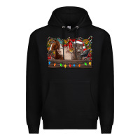 Black festive farmyard gathering Premium Hoodie - CowhideDigitalArt